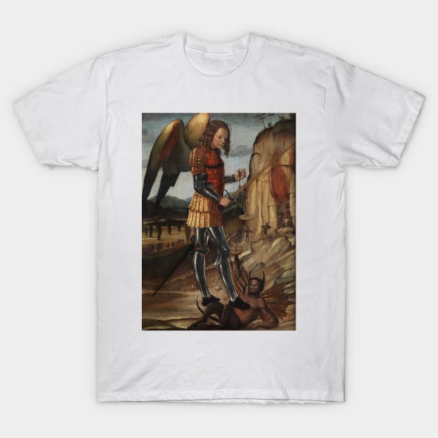 The Archangel Michael Triumphant Over Satan by Riccardo Quartararo T-Shirt by Classic Art Stall